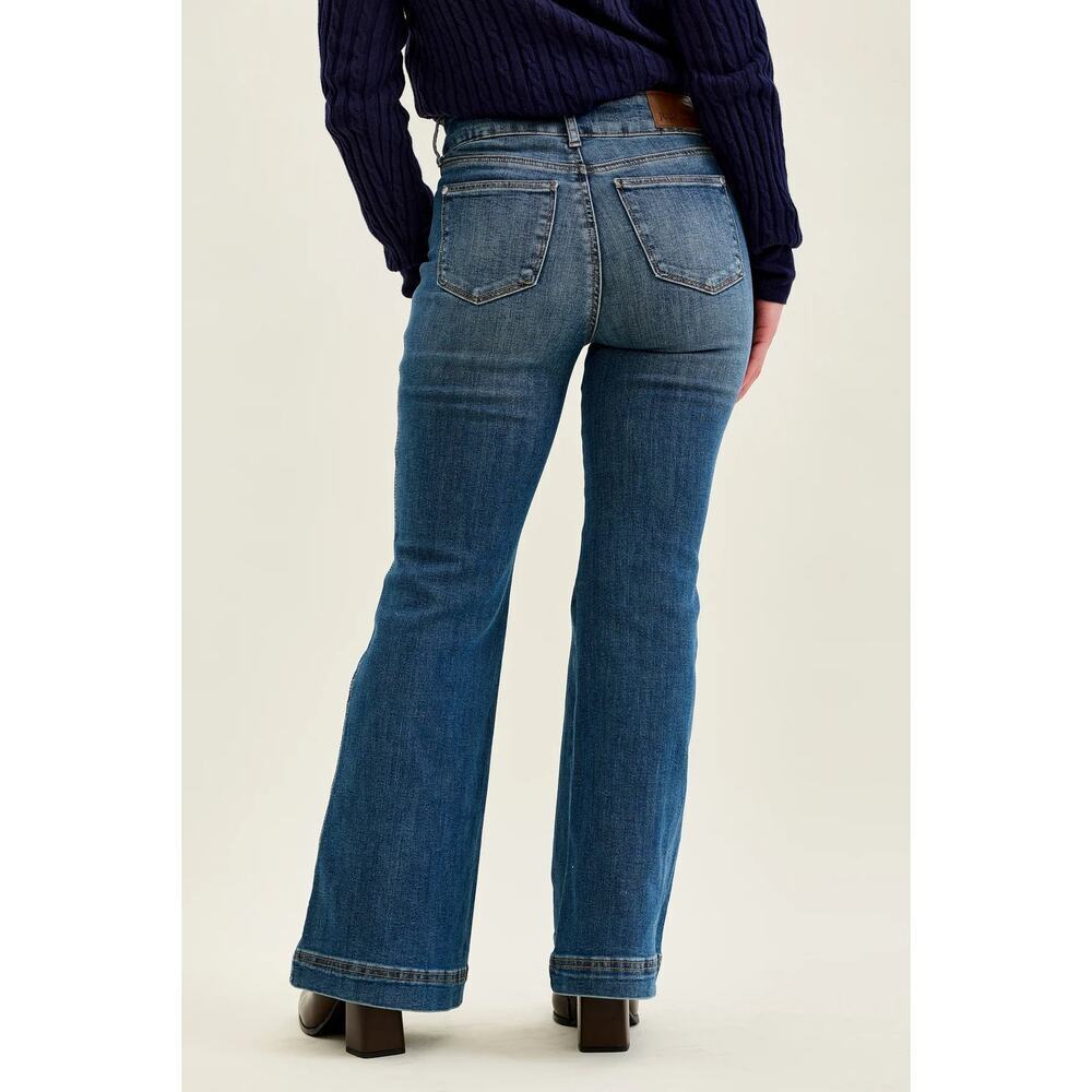 Petite Flare Tummy Control Double Button High Waist Jean (Make Offer) - Picture 8 of 12